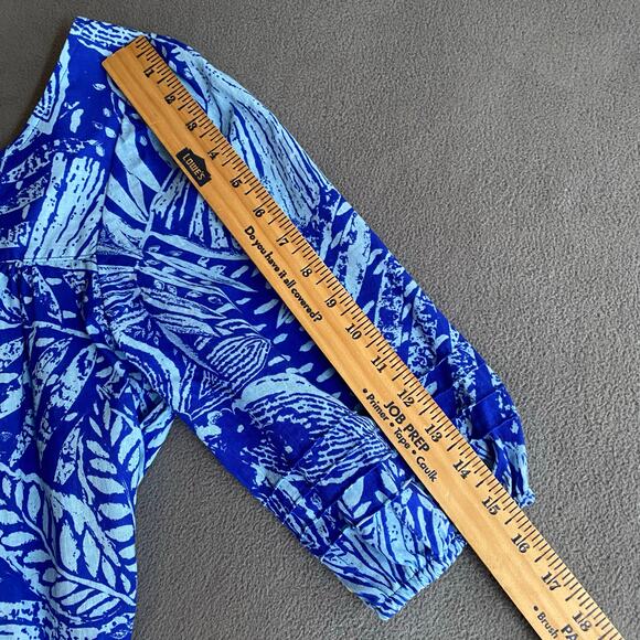 Vtg 80s 90s Two Potato Laguna Beach Midi Tiered Muumuu Dress M Cotton Blue NOS - Picture 13 of 16